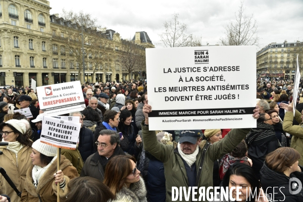 Rassemblement pour réclamer   justice pour Sarah Halimi  , à Paris. Rally to demand  justice for Sarah Halimi 