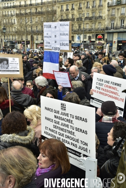 Rassemblement pour réclamer   justice pour Sarah Halimi  , à Paris. Rally to demand  justice for Sarah Halimi 