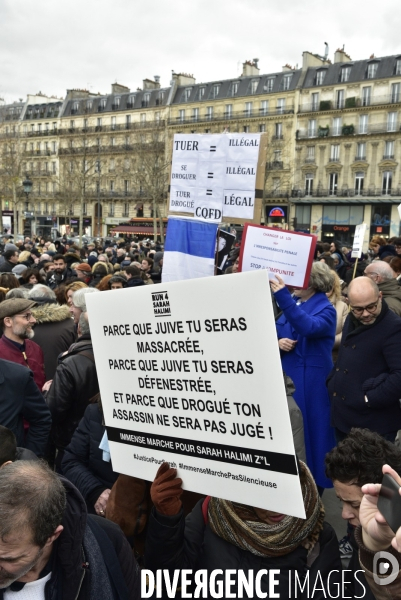 Rassemblement pour réclamer   justice pour Sarah Halimi  , à Paris. Rally to demand  justice for Sarah Halimi 