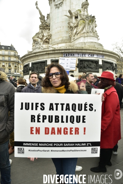 Rassemblement pour réclamer   justice pour Sarah Halimi  , à Paris. Rally to demand  justice for Sarah Halimi 