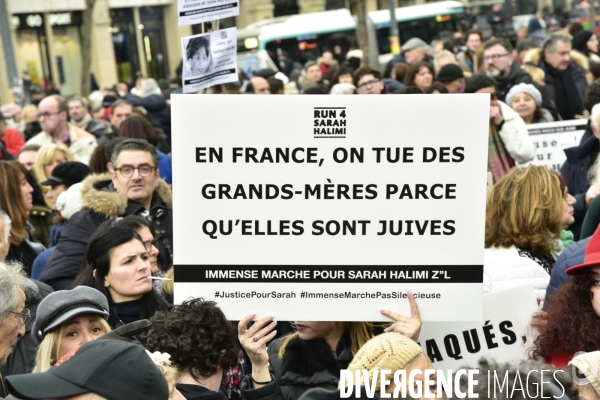 Rassemblement pour réclamer   justice pour Sarah Halimi  , à Paris. Rally to demand  justice for Sarah Halimi 