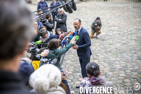 Négociations sur la réforme des retraites au ministere du Travail