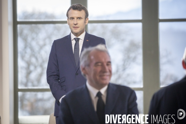 Emmanuel Macron et Francois Bayrou à Pau