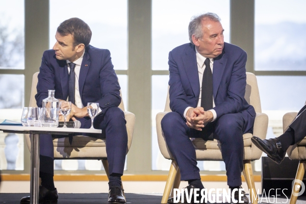 Emmanuel Macron et Francois Bayrou à Pau