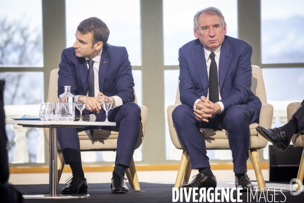 Emmanuel Macron et Francois Bayrou à Pau