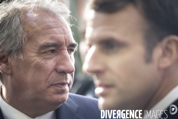 Emmanuel Macron et Francois Bayrou à Pau