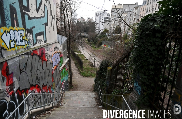 Cédric Villani visite la Petite Ceinture dans le 20ème arrondissement