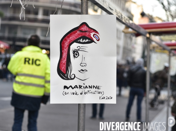 Manifestation GILETS JAUNES du 18 janvier 2020, à Paris. Yellow vests 18 janvier 2020 in Paris.