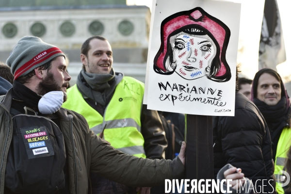 Manifestation GILETS JAUNES du 18 janvier 2020, à Paris. Yellow vests 18 janvier 2020 in Paris.