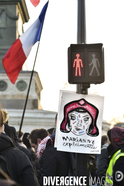 Manifestation GILETS JAUNES du 18 janvier 2020, à Paris. Yellow vests 18 janvier 2020 in Paris.