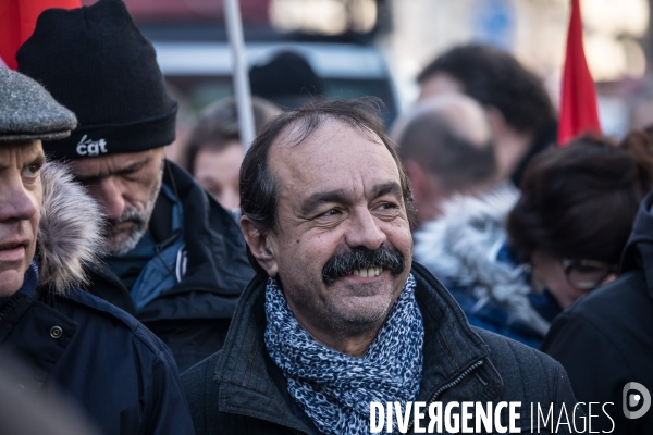 Philippe Martinez à la manifestation contre la réforme des retraites 16012020