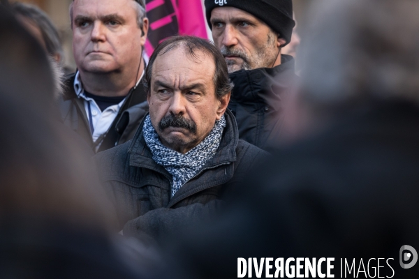 Philippe Martinez à la manifestation contre la réforme des retraites 16012020