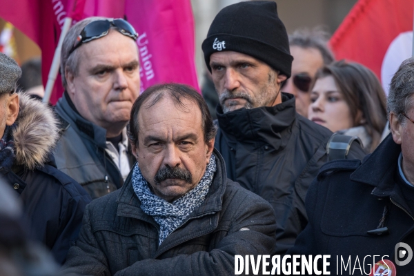 Philippe Martinez à la manifestation contre la réforme des retraites 16012020