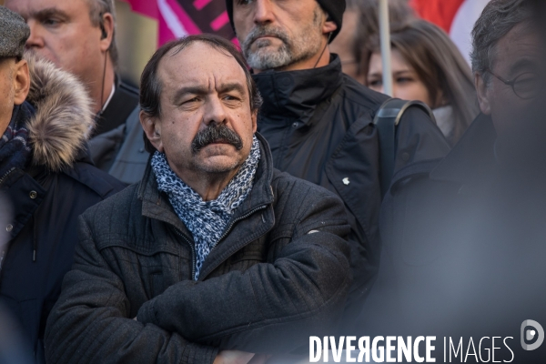 Philippe Martinez à la manifestation contre la réforme des retraites 16012020