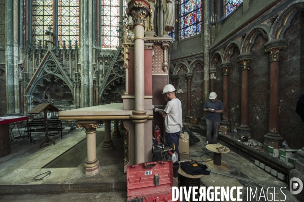 Chantier de restauration de la cathédrale d Amiens.