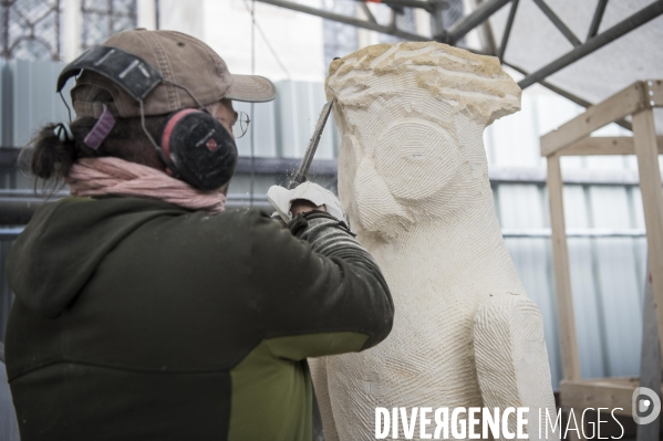 Chantier de restauration de la cathédrale d Amiens.