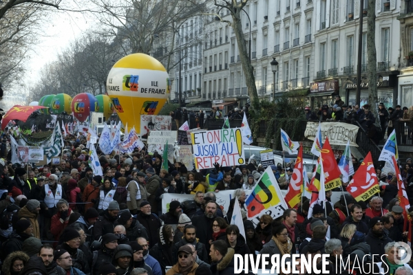 Manifestation Contre la Réforme des Retraites à Paris. Demonstration Against the Pension Reform in Paris.