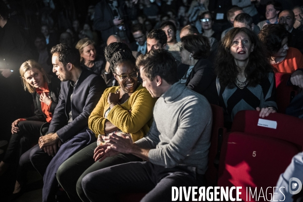 Meeting de Benjamin Griveaux au théâtre Bobino.