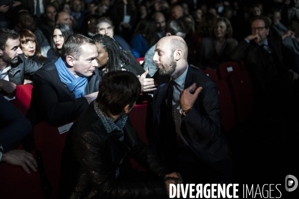 Meeting de Benjamin Griveaux au théâtre Bobino.