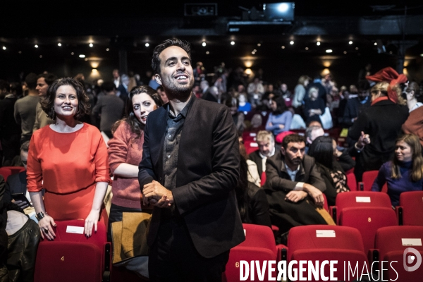 Meeting de Benjamin Griveaux au théâtre Bobino.