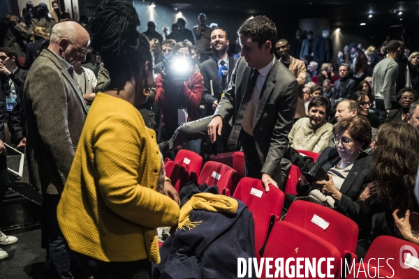 Meeting de Benjamin Griveaux au théâtre Bobino.