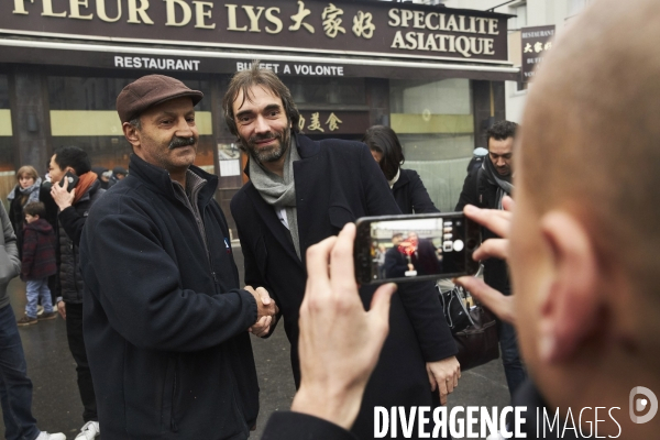 Cedric Villani en campagne dans le treizieme arrondissement et la dalle des Olympiades