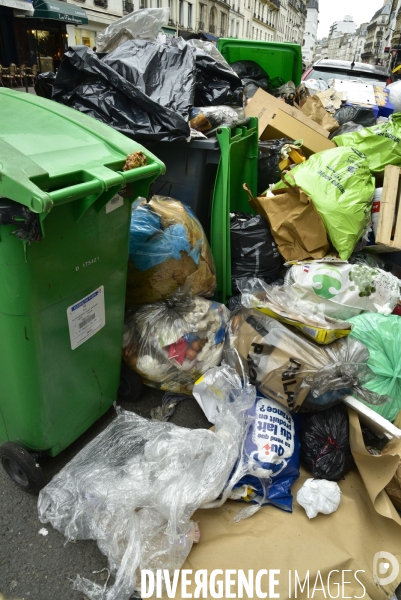 Grève des éboueurs et agents chargés du traitement des déchets à Paris. Garbage collectors and waste treatment workers strike in Paris