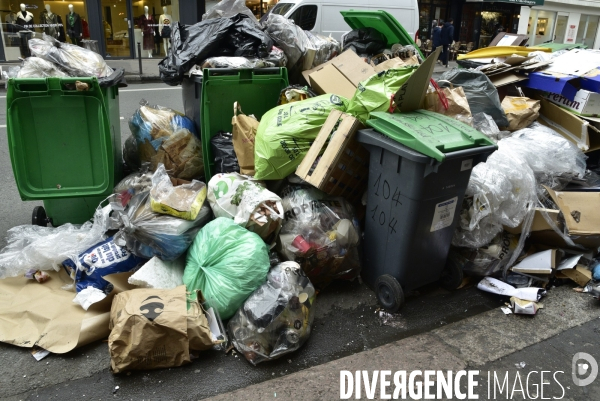 Grève des éboueurs et agents chargés du traitement des déchets à Paris. Garbage collectors and waste treatment workers strike in Paris