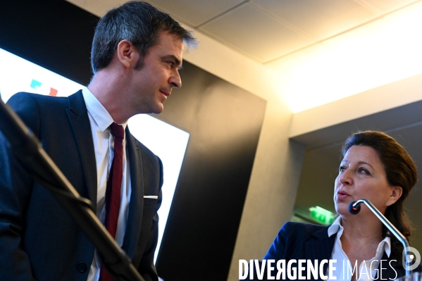 Agnès Buzyn et Olivier Véran. Passation de pouvoir au ministère des solidarités et de la santé.