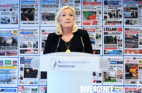 Conférence de presse de Marine Le Pen pour présenter le livre blanc sur la sécurité