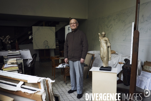 Peng Wan-Ts dans son atelier à Paris