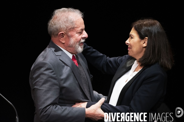 Meeting d Anne Hidalgo avec Lula et Dilma Rousseff .