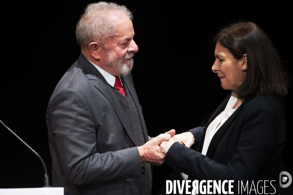 Meeting d Anne Hidalgo avec Lula et Dilma Rousseff .