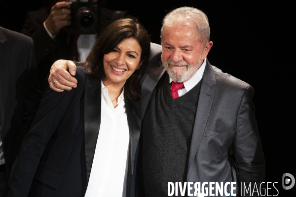Meeting d Anne Hidalgo avec Lula et Dilma Rousseff .