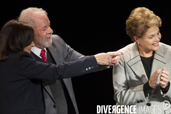 Meeting d Anne Hidalgo avec Lula et Dilma Rousseff .