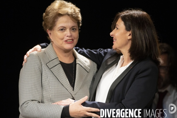 Meeting d Anne Hidalgo avec Lula et Dilma Rousseff .