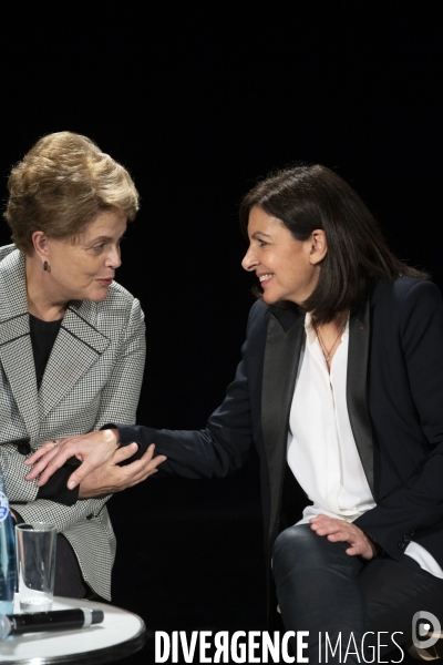 Meeting d Anne Hidalgo avec Lula et Dilma Rousseff .