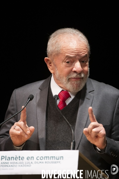 Meeting d Anne Hidalgo avec Lula et Dilma Rousseff .