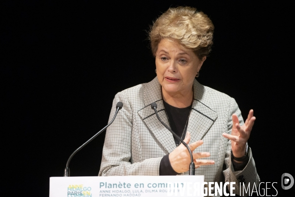 Meeting d Anne Hidalgo avec Lula et Dilma Rousseff .