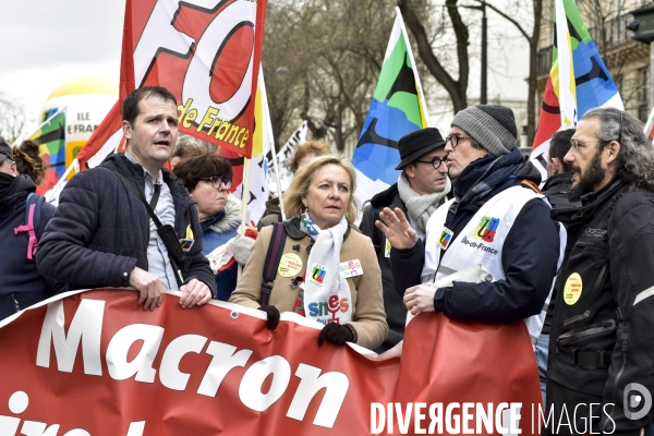 Manifestation contre le 49.3 de la réforme des retraites du 3 Mars 2020, à Paris. Demonstration against pension reform and 49.3.