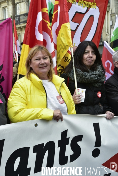 Manifestation contre le 49.3 de la réforme des retraites du 3 Mars 2020, à Paris. Demonstration against pension reform and 49.3.