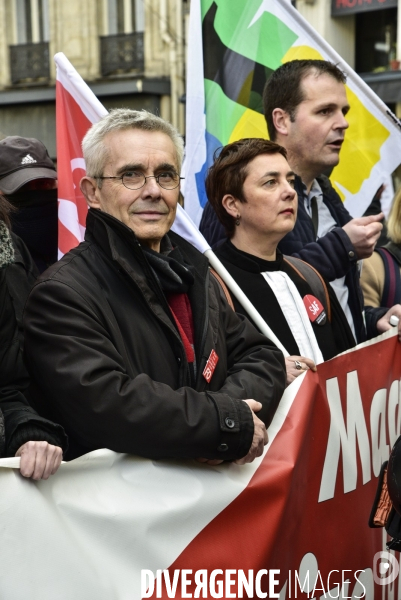 Manifestation contre le 49.3 de la réforme des retraites du 3 Mars 2020, à Paris. Demonstration against pension reform and 49.3.