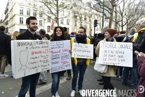 Manifestation contre le 49.3 de la réforme des retraites du 3 Mars 2020, à Paris. Demonstration against pension reform and 49.3.