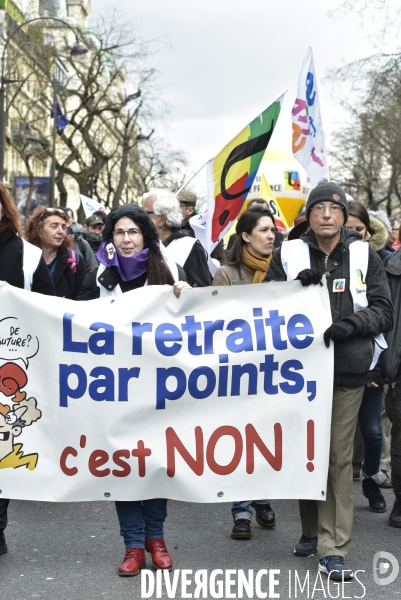 Manifestation contre le 49.3 de la réforme des retraites du 3 Mars 2020, à Paris. Demonstration against pension reform and 49.3.