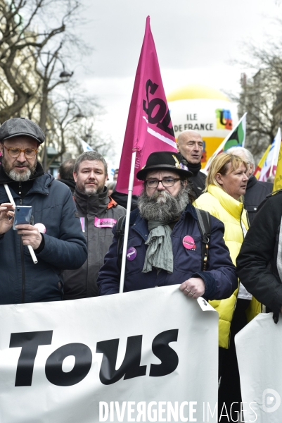 Manifestation contre le 49.3 de la réforme des retraites du 3 Mars 2020, à Paris. Demonstration against pension reform and 49.3.