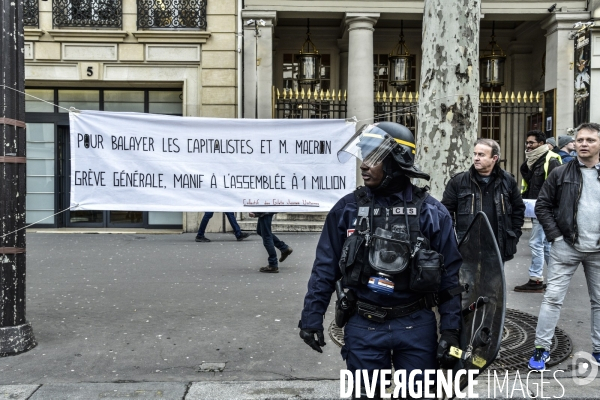 Manifestation contre le 49.3 de la réforme des retraites du 3 Mars 2020, à Paris. Demonstration against pension reform and 49.3.