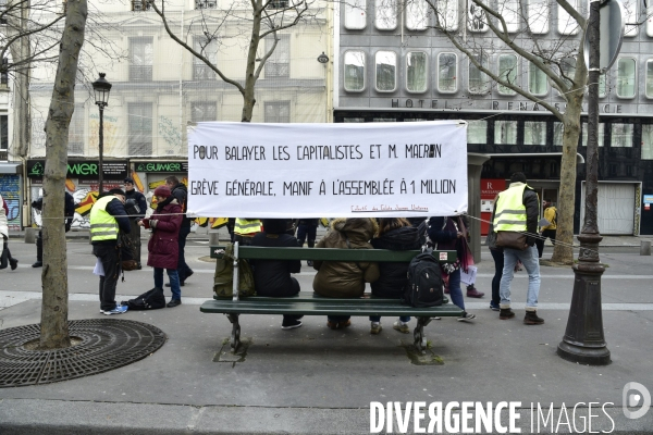 Manifestation contre le 49.3 de la réforme des retraites du 3 Mars 2020, à Paris. Demonstration against pension reform and 49.3.