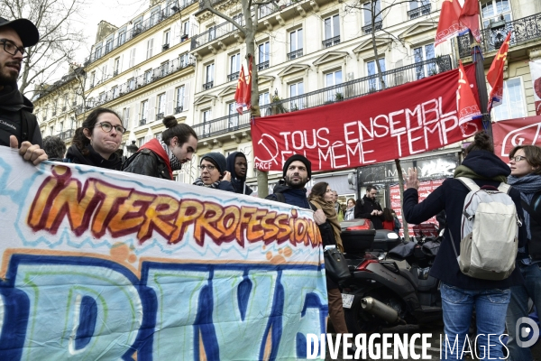 Manifestation contre le 49.3 de la réforme des retraites du 3 Mars 2020, à Paris. Demonstration against pension reform and 49.3.