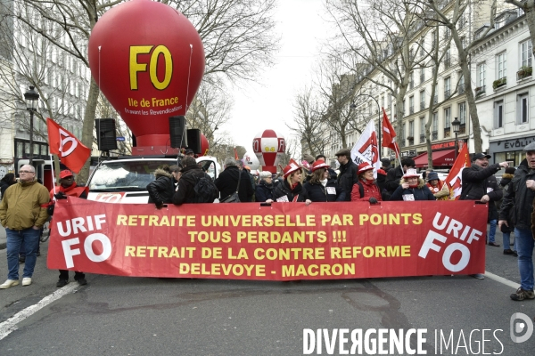 Manifestation contre le 49.3 de la réforme des retraites du 3 Mars 2020, à Paris. Demonstration against pension reform and 49.3.