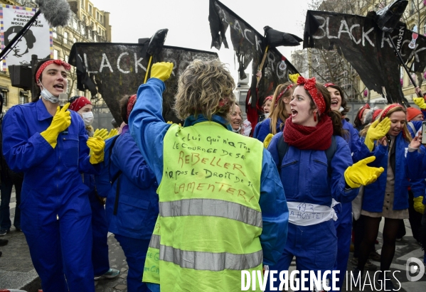 Manifestation contre le 49.3 de la réforme des retraites du 3 Mars 2020, à Paris. Demonstration against pension reform and 49.3.